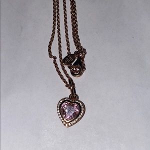 rose gold sparkling pandora heart